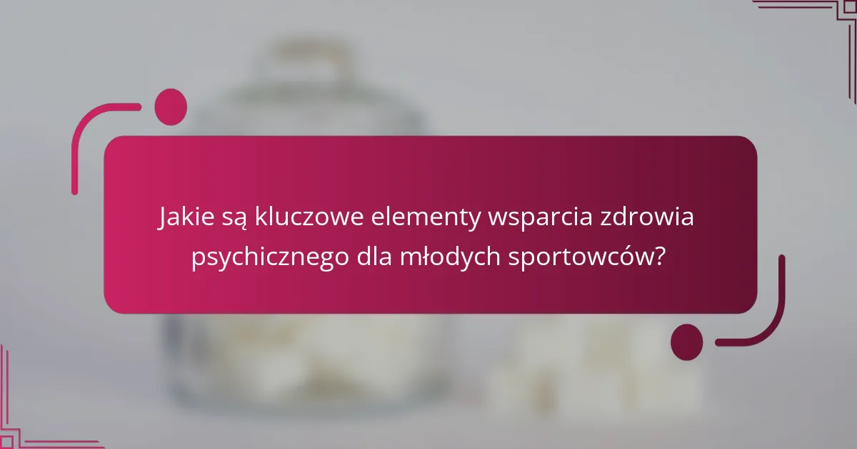 Jakie są kluczowe elementy wsparcia zdrowia psychicznego dla młodych sportowców?