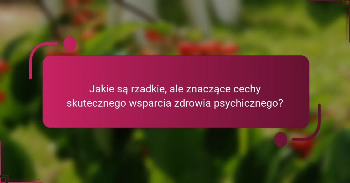 Jakie są rzadkie, ale znaczące cechy skutecznego wsparcia zdrowia psychicznego?